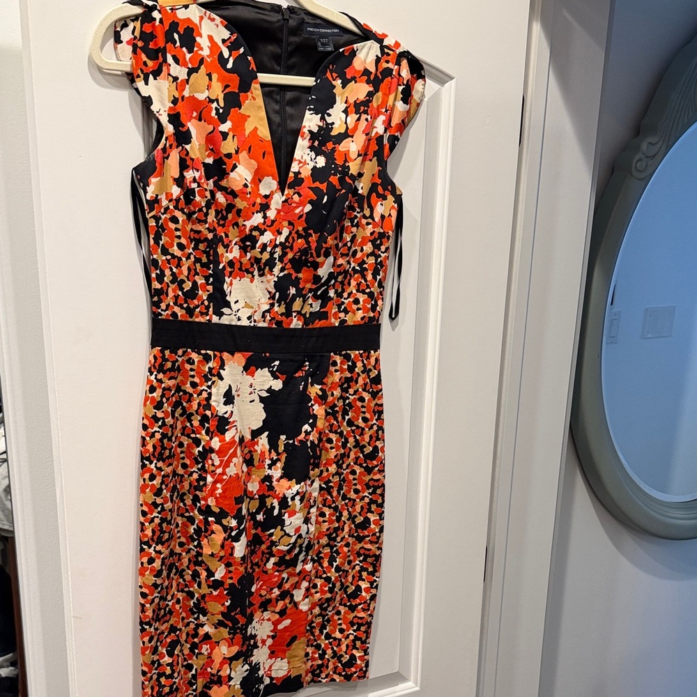 French Connection Black and Red Floral Mini Dress
